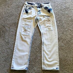 ROAD NARROWS, girls disstressed blue jeans size 12 Y2k